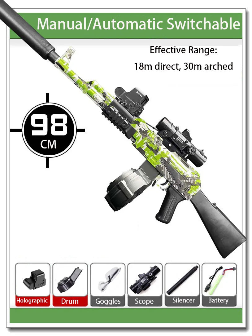 AK47 Gel Blasters Sniper Rifle - 32M Extreme Range, Full Auto Electric Gel Ball Blaster Gun for Adults, Outdoor Shooting Games