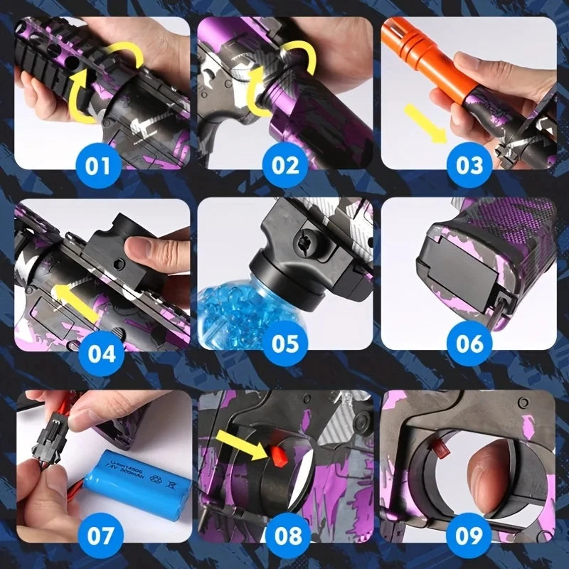 MP5K Manual & Electric Splatter Gun 2in1 Gel Ball Blaster CS Fighting Outdoor Game Toy Gun Paintball Splatter Ball Shooter