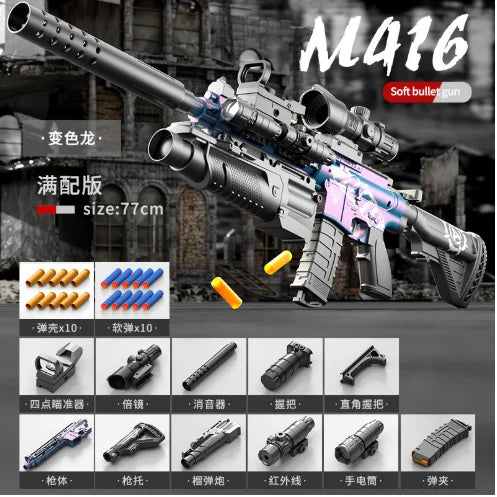 M416 Toy Gun Shell Throwing Soft Bullet Can Fire Suction Cup Children's Assault Rifle Manual loading Model Boy's Toy