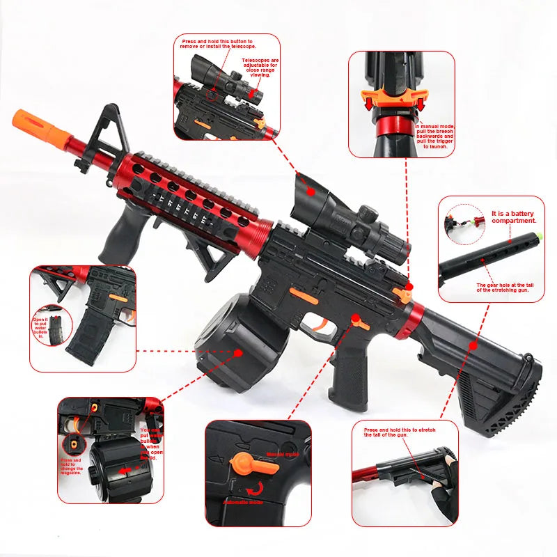 splatrball gun toy, Manual/Automatic Mode gel blasters , Suitable for outdoor shooting games，Halloween, Christmas Gifts