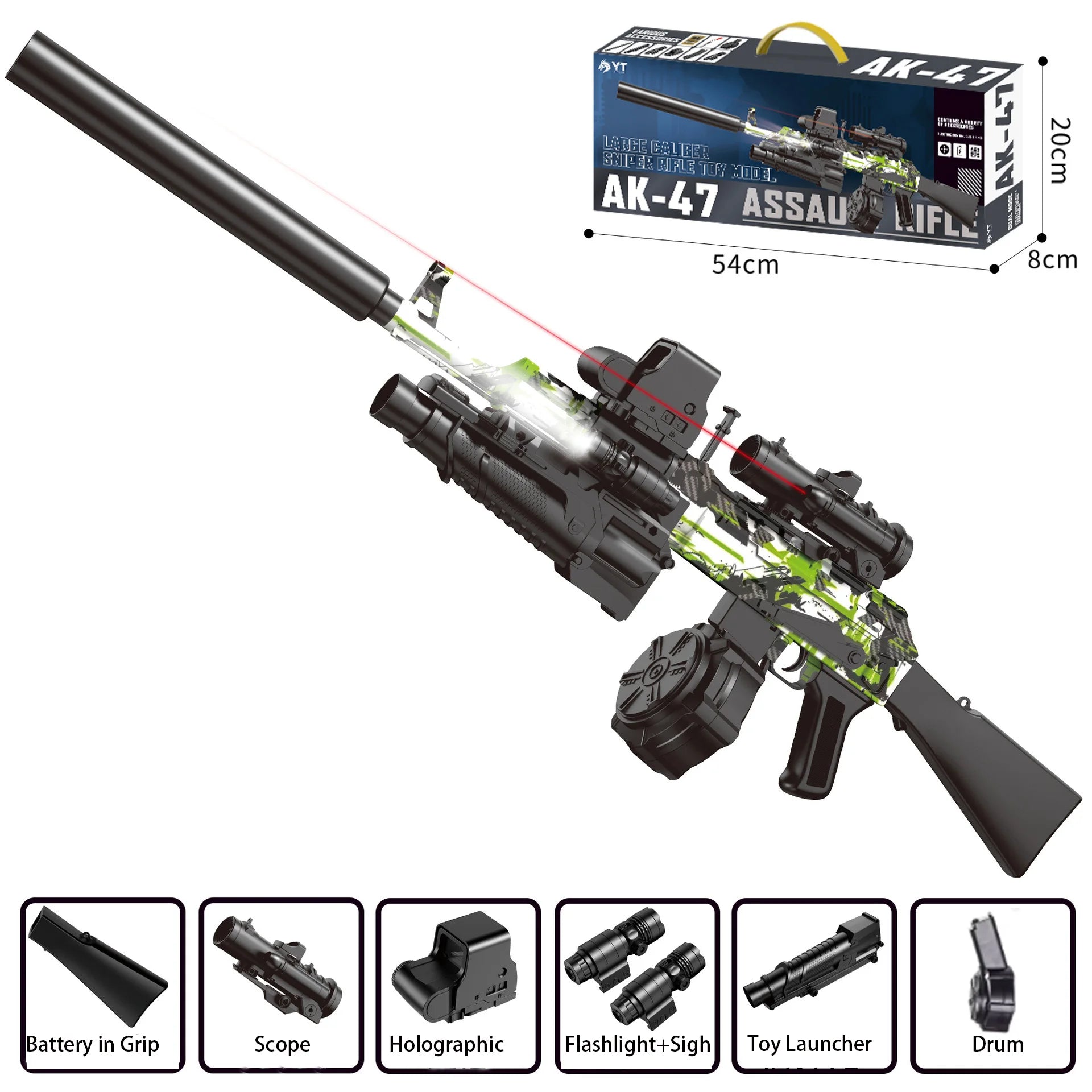 AK47 Gel Blasters Sniper Rifle - 32M Extreme Range, Full Auto Electric Gel Ball Blaster Gun for Adults, Outdoor Shooting Games