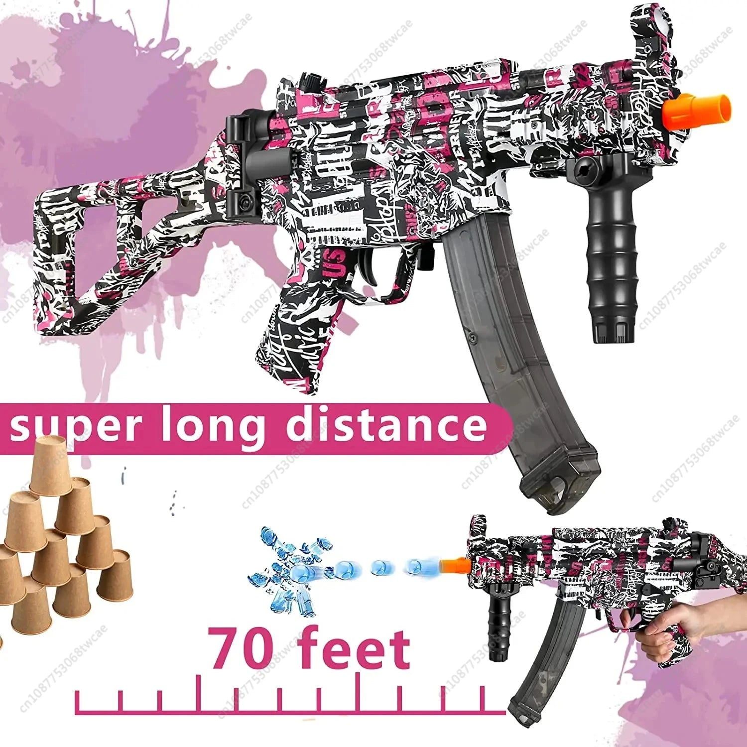 MP5K Manual & Electric Splatter Gun 2in1 Gel Ball Blaster CS Fighting Outdoor Game Toy Gun Paintball Splatter Ball Shooter