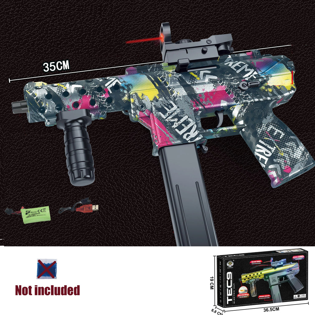New Tec9 Toy Gun Can Fire Gel Bullets 7-8mm, Available in Three Colors, Comes with 7.4V Battery and USB Charging Cable, New Year's Gift for Boys