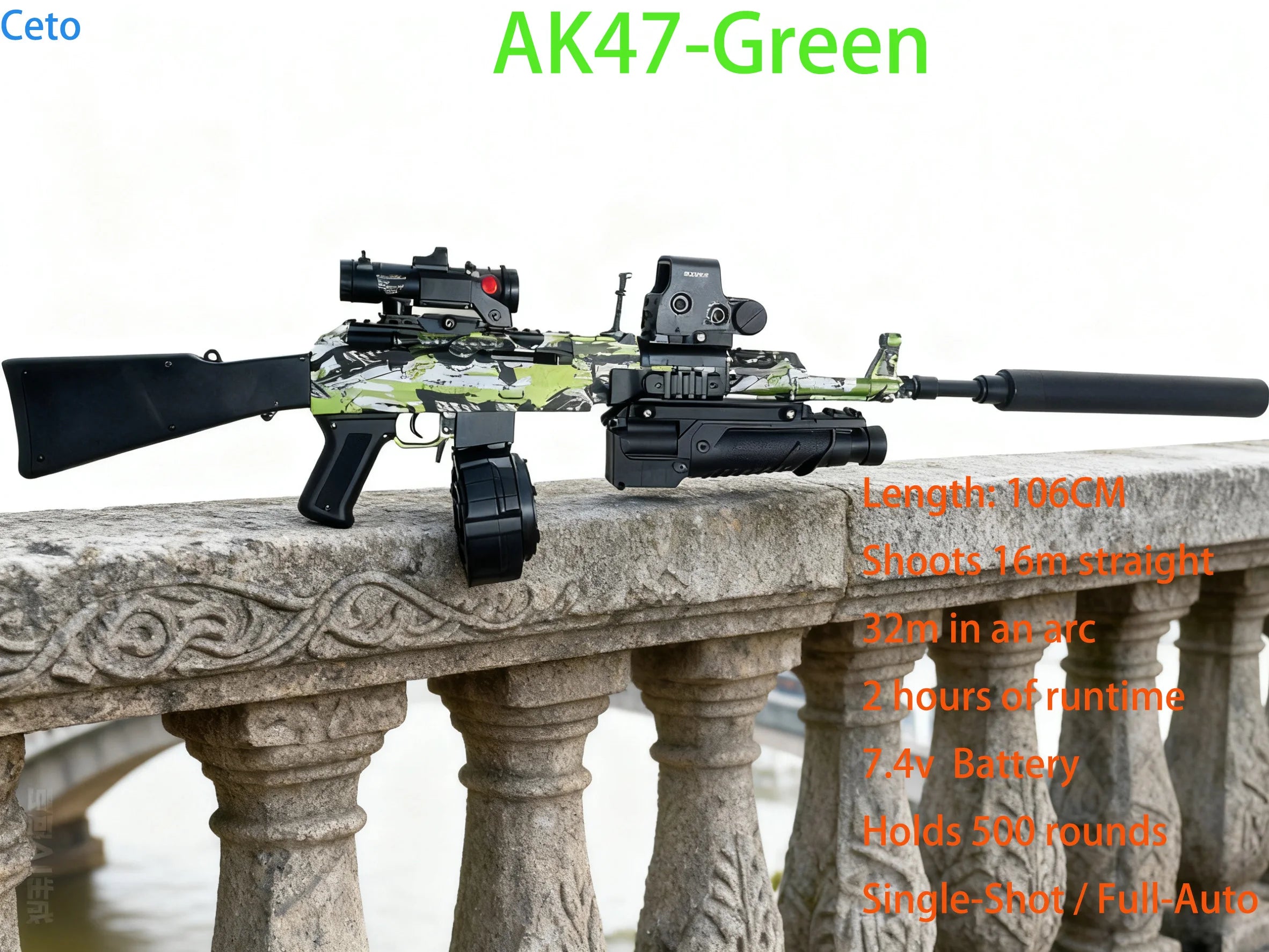 AK47 Gel Blasters Sniper Rifle - 32M Extreme Range, Full Auto Electric Gel Ball Blaster Gun for Adults, Outdoor Shooting Games
