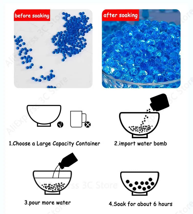 100000 7-8mm Blaster Gel Gun Ammo for Glock Pistol Toy Guns Water Ball Beads AK47 Gelblast M416