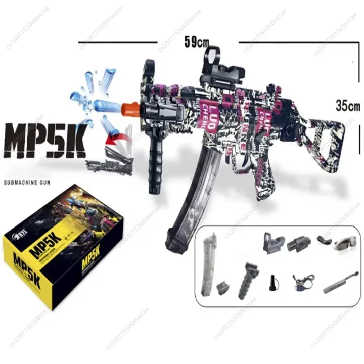 MP5K Manual & Electric Splatter Gun 2in1 Gel Ball Blaster CS Fighting Outdoor Game Toy Gun Paintball Splatter Ball Shooter