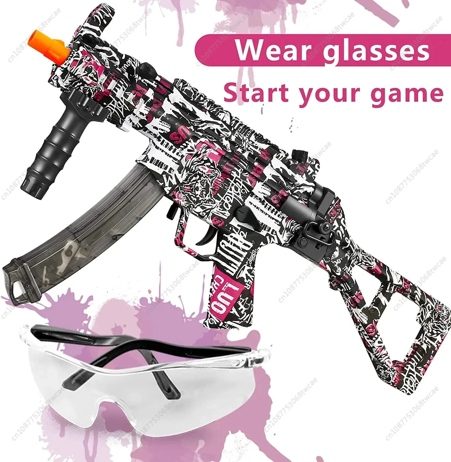 MP5K Manual & Electric Splatter Gun 2in1 Gel Ball Blaster CS Fighting Outdoor Game Toy Gun Paintball Splatter Ball Shooter