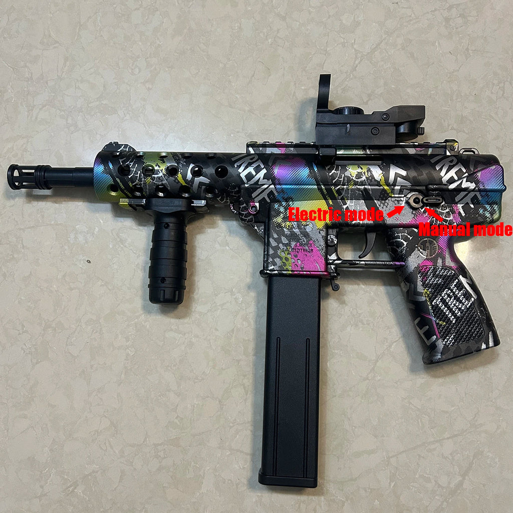 New Tec9 Toy Gun Can Fire Gel Bullets 7-8mm, Available in Three Colors, Comes with 7.4V Battery and USB Charging Cable, New Year's Gift for Boys