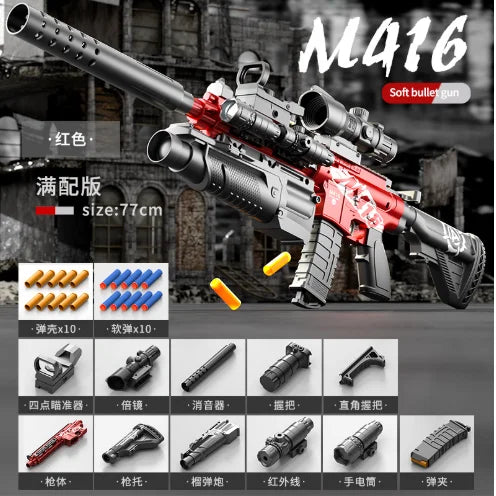 M416 Toy Gun Shell Throwing Soft Bullet Can Fire Suction Cup Children's Assault Rifle Manual loading Model Boy's Toy