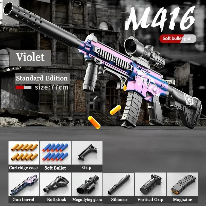 M416 Toy Gun Shell Throwing Soft Bullet Can Fire Suction Cup Children's Assault Rifle Manual loading Model Boy's Toy