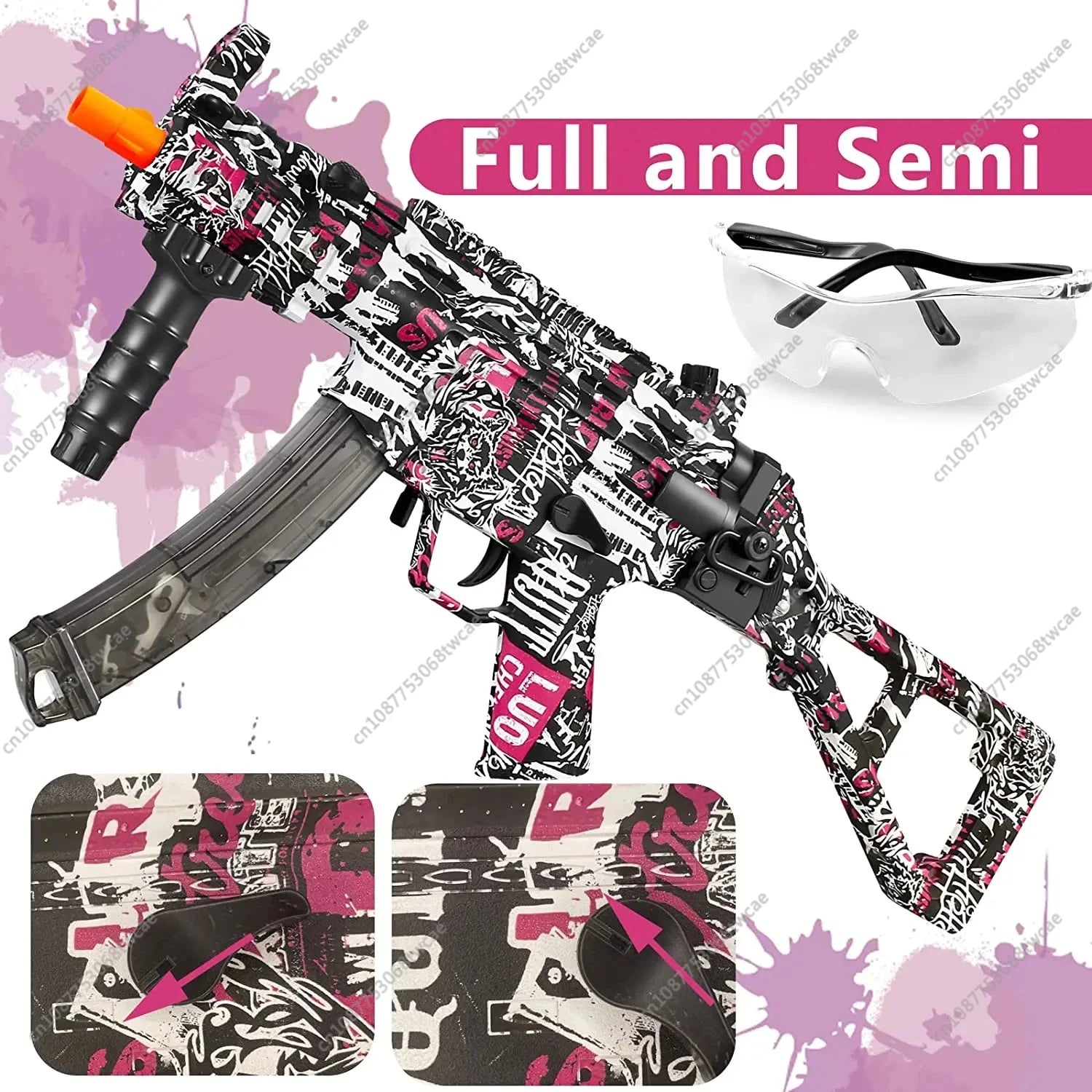 MP5K Manual & Electric Splatter Gun 2in1 Gel Ball Blaster CS Fighting Outdoor Game Toy Gun Paintball Splatter Ball Shooter